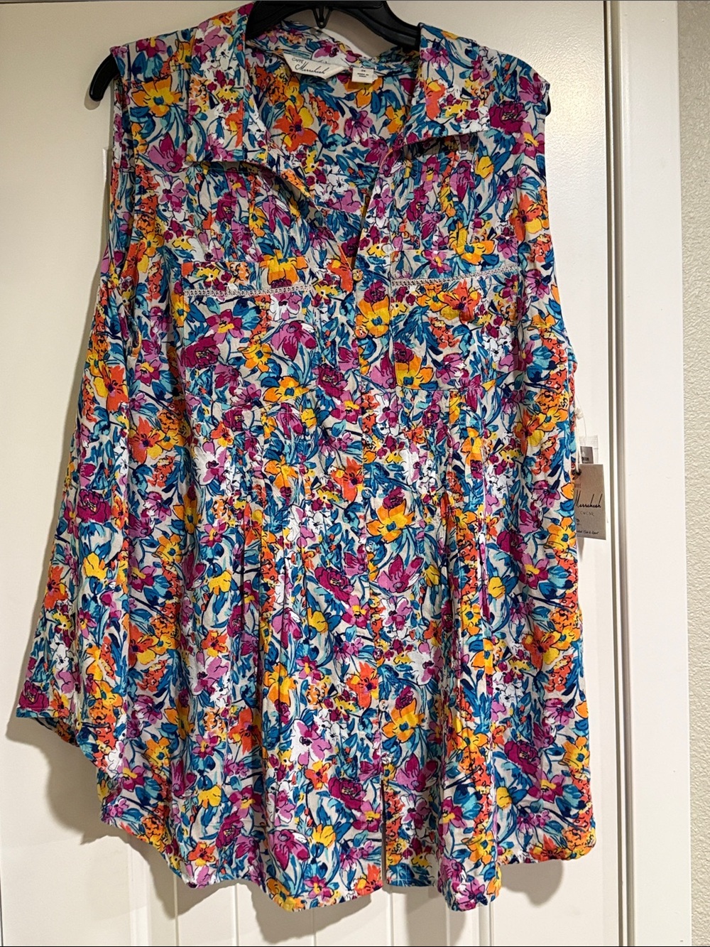 CAFFE Marrahesh Multicolor Floral Button-Front Top